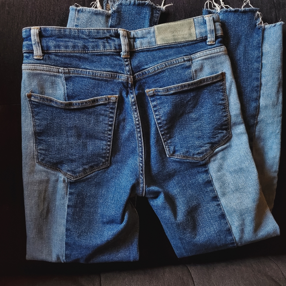 Super High Rise Split Tone / Patch Jeans - Picture 6 of 8